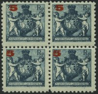 LIECHTENSTEIN 61A VB *, **, 1924, 5 Auf 71/2 Rp. Schwarzblau, Gezähnt L 91/2, Im Viererblock, 2 Marken Postfrisch, - Sonstige & Ohne Zuordnung