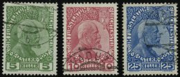 LIECHTENSTEIN 1-3x O, 1912, Fürst Johann II, Gestrichenes Papier, Prachtsatz, Mi. 100.- - Sonstige & Ohne Zuordnung