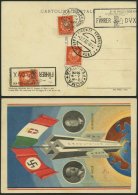 ITALIEN 358 BRIEF, 1938, 2 C. Orangerot, 3x Auf Propagandakarte Hitler/Mussolini, Pracht - Sin Clasificación