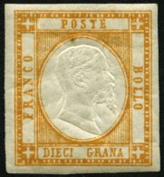 ITALIEN 6a *, 1861, 10 Gr. Orange Mit Leichter Doppelter Kopfprägung, Falzreste, Gummi Etwas Bügig, Pracht, Si - Italia