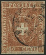 TOSCANA 22 O, 1860, 80 C. Hellbräunlichrot, Links Teils Minimal Berührt Sonst Vollrandig Pracht, Gepr. U.a. Dr - Tuscany