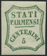 PARMA 12b *, 1859, 5 C. Blaugrün, Falzreste, Pracht, Signiert Gebrüder Senf, Mi. 2000.- - Parme