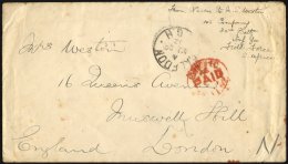 BRITISCHE MILITÄRPOST 1902, Roter K1 PAID-Stempel Auf Feldpostbrief Mit Absender 143. Company 32nd Batt.Inf.Field F - Oblitérés