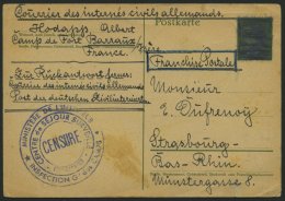 FRANKREICH FELDPOST 1945, Camp De Fort Barraux, 5 Pf. Hitler-Ganzsachenkarte, Geschwärzt, Als Meldekarte Der Deutsc - 2. Weltkrieg 1939-1945