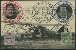 FRANKREICH 90x,238 BRIEF, 25.10.1930, 5 C. Gelbgrün Und 10 C. Violett Auf Sonderflugkarte LE BOURGET, Paris-New-Yor - Sonstige & Ohne Zuordnung