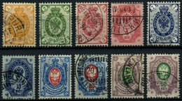 FINNLAND 35-44 O, 1891, 1 - 50 K. Staatswappen, 10 Prachtwerte, Mi. 178.50 - Used Stamps