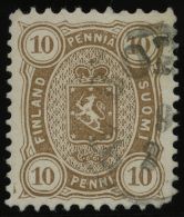 FINNLAND 15C O, 1875, 10 P. Braun, Gezähnt L 11:121/2, Feinst, Mi. 320.- - Other & Unclassified