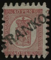 FINNLAND 9Bx O, 1866, 40 P. Rosakarmin, L1 FRANKO, Herstellungsbedingte Quetschfalte, Praktisch Alle Zungen, Pracht - Autres & Non Classés