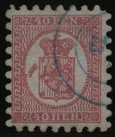 FINNLAND 9Ay O, 1872, 40 P. Rosakarmin, Blauer K2, Interessante Druckzufälligkeit Links Neben Dem Wappen, Alle Zung - Autres & Non Classés