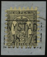 FINNLAND 7B BrfStk, 1866, 10 P. Schwarz Auf Gestreiftem Hellsämischem Papier (Facit V2C2L), R2 NYSTAD, Kabinettbrie - Sonstige & Ohne Zuordnung