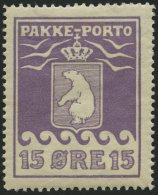 GRÖNLAND - PAKKE-PORTO 8A *, 1923, 15 Ø Violett, (Facit P 8IIv), Mit Abart Ball Vor Der Vordertatze, Falzres - Paquetes Postales