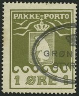 GRÖNLAND - PAKKE-PORTO 4A O, 1926, 1 Ø Grünoliv, (Facit P 4IV), Pracht - Paquetes Postales