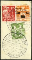 FÄRÖER 6 BrfStk, 1940, 60 Ø Auf 6 Ø Orange Mit Dänischer Zusatzfrankatur Auf Postabschnitt, - Otros & Sin Clasificación