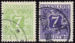 PORTOMARKEN P 12,21 O, 1927/30, 7 Ø Gelbgrün Und Bläulichviolett, 2 Prachtwerte, Mi. 64.- - Otros & Sin Clasificación