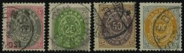 DÄNEMARK 28-31YA O, 1875-77, 20 - 100 Ø, Normaler Rahmen, Wz. 1Y, 4 Prachtwerte, Mi. 157.- - Usado