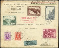 BELGIEN 14/15.4.30, Nacht-Erstflug BRÜSSEL-LONDON, Mit 6 Marken Frankiert, Brief Feinst, Müller 102 - Belgique