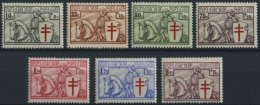 BELGIEN 386-92 *, 1934, TBC, Falzrest, Prachtsatz, Mi. 140.- - Belgien