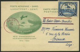 BELGIEN 280 BRIEF, Flugmeeting Sonderflug GENT-BRÜSSEL, 30.4.1933, Prachtkarte, R!, Müller 138a - Belgien