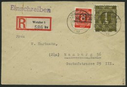 AMERIK. U. BRITISCHE ZONE AIX/II BRIEF, 1948, 1 RM Braunoliv Netzaufdruck Mit 8 Pf. Zusatzfrankatur Auf Einschreibbrief - Sonstige & Ohne Zuordnung