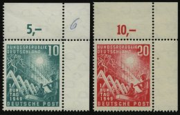 BUNDESREPUBLIK 111/2 **, 1949, Bundestag, Obere Rechte Bogenecken, Pracht - Sonstige & Ohne Zuordnung