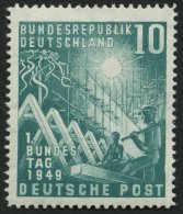 BUNDESREPUBLIK 111IV **, 1949, 10 Pf. Bundestag Mit Abart Punkt Rechts Im O Von Post, Delle Unten Im Rechten Bildrand (F - Sonstige & Ohne Zuordnung