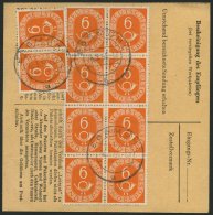 BUNDESREPUBLIK 126 BRIEF, 1954, 6 Pf. Posthorn Im Achterblock Und Waagerechten Paar Rückseitig Als Seltene Mehrfach - Oblitérés