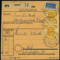 BUNDESREPUBLIK 136 BRIEF, 1954, 70 Pf. Posthorn, 2x Als Mehrfachfrankatur Auf Paketkarte Aus EGGMÜHL, Obere Marke M - Gebraucht