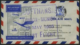 DEUTSCHE LUFTHANSA 29 BRIEF, 16.5.1955, London-München, Rückseitig Stempel Deutsche Lufthansa Aktiengesellscha - Usados