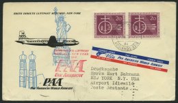 ERST-UND ERÖFFNUNGSFLÜGE 2511 BRIEF, 31.10.55, München-New York, Frankiert Mit 2x Bund Nr. 216 (Mehrfachf - Covers & Documents