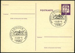 GANZSACHEN P 73 BRIEF, 1962, 8 Pf. Gutenberg, Postkarte In Grotesk-Schrift, Leer Gestempelt Mit Sonderstempel IFFEZHEIM - Collections