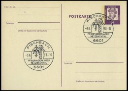 GANZSACHEN P 73 BRIEF, 1962, 8 Pf. Gutenberg, Postkarte In Grotesk-Schrift, Leer Gestempelt Mit Sonderstempel FISCHBACH - Colecciones