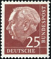 ROLLENMARKEN 186vR **, 1954, 25 Pf. Heuss, Einzelmarke Mit Ungerader Roter Nummer, Pracht, Mi. 65.- - Rollo De Sellos