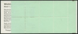 MARKENHEFTCHEN VJ-MH 20b **, 1974, Versuchs-Markenheftchen Unfallverhütung, 2. Deckelseite: Telefonansagedienste, P - Other & Unclassified