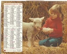 ALMANACH DES P.T.T. 1982 CALENDRIER CHARENTE MARITIME  Petite ,fille Faisant Teter Un Agneau - Grossformat : 1981-90