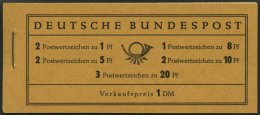 MARKENHEFTCHEN MH 4Xv **, 1958, Markenheftchen Heuss/Ziffer, Deckel Dunkelchromgelb, Pracht, Mi. 100.- - Autres & Non Classés