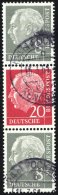 ZUSAMMENDRUCKE S 50YII O, 1960, Heuss Wz. Liegend 8 + 20 + 8, Nachauflage, Pracht, Gepr. Schlegel, Mi. 350.- - Used Stamps