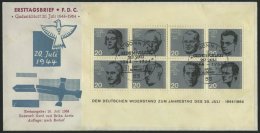 BUNDESREPUBLIK Bl. 3 BRIEF, 1964, Block 20. Juli Auf FDC, Pracht, Mi. 100.- - Usados