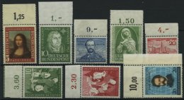 BUNDESREPUBLIK 148-55 **, 1952, 8 Pachtwerte Mit Oberrand, Mi. 145.60 - Otros & Sin Clasificación