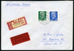 EINSCHREIBEMARKEN 1Ax BRIEF, 1967, 50 Pf. Rosakarmin/schwarz, Gezähnt 91/2, Dickes Papier, PLZ 1057 Auf Eil-Einschr - Recomendados