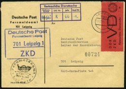 DIENSTMARKEN D VD 1A BRIEF, 1965, 20 Pf. Bräunlichrot/schwarz, Gezähnt 91/2, Auf Ortsbrief Aus LEIPZIG 1, Prac - Otros & Sin Clasificación