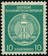 DIENSTMARKEN A D 30XII **, 1956, 10 Pf. Bläulichgrün, Faserpapier, Wz. 2 XII, Pracht, Gepr. Jahn, Mi. 70.- - Other & Unclassified