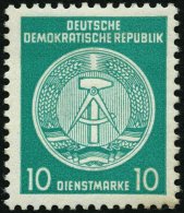 DIENSTMARKEN A D 19IIXII *, 1954, 10 Pf. Bläulichgrün, Type II, Wz. 2XII, Falzrest, Pracht - Sonstige & Ohne Zuordnung