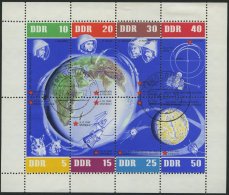 DDR 926-33KB O, 1962, 5 Jahre Sowjetische Weltraumflüge Im Kleinbogen, Rechter Rand Nicht Durchgezähnt, Pracht - Used Stamps