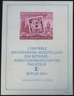 DDR Bl. 10III **, 1954, Block Briefmarken-Ausstellung Mit Abart Punkt über Rechtem Oberem Block-Einfassungsornament - Gebraucht