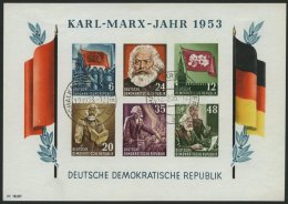 DDR Bl. 8BYI O, 1953, Marx-Block, Ungezähnt, Wz. 2YI, Pracht, Gepr. Schönherr, Mi. 220.- - Oblitérés