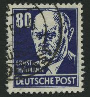 DDR 339zXII O, 1953, 80 Pf. Thälmann, Gewöhnliches Papier, Wz. 2XII, Pracht, Gepr. Schönherr, Mi. 60.- - Gebraucht