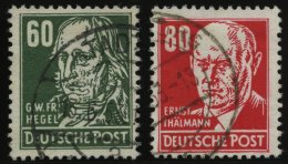DDR 338z,340XII O, 1952/3, 60 Pf. Hegel Und 80 Pf. Thälmann, Beide Wz. 2XII, 2 Prachtwerte, Gepr. Schönherr, M - Usados