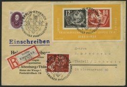 DDR Bl. 7 BRIEF, 1950, Block Debria Mit Zusatzfrankatur Auf Einschreibbrief In Die Schweiz, Pracht - Gebraucht