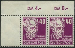 ALLGEMEINE-AUSGABEN 223d Paar **, 1948, 40 Pf. Dunkelkarminlila Hauptmann Im Waagerechten Paar Aus Der Linken Oberen Bog - Other & Unclassified