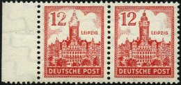 WEST-SACHSEN 155YI **, 1946, 12 Pf. Abschiedsserie, Wz, 1Y, Mit Abart Schnee Auf Turm, Im Waagerechten Paar Mit Normaler - Otros & Sin Clasificación